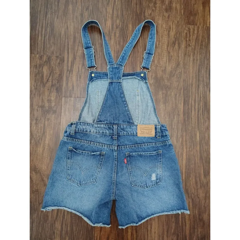 Levi's Classic Blue Denim Short Overalls